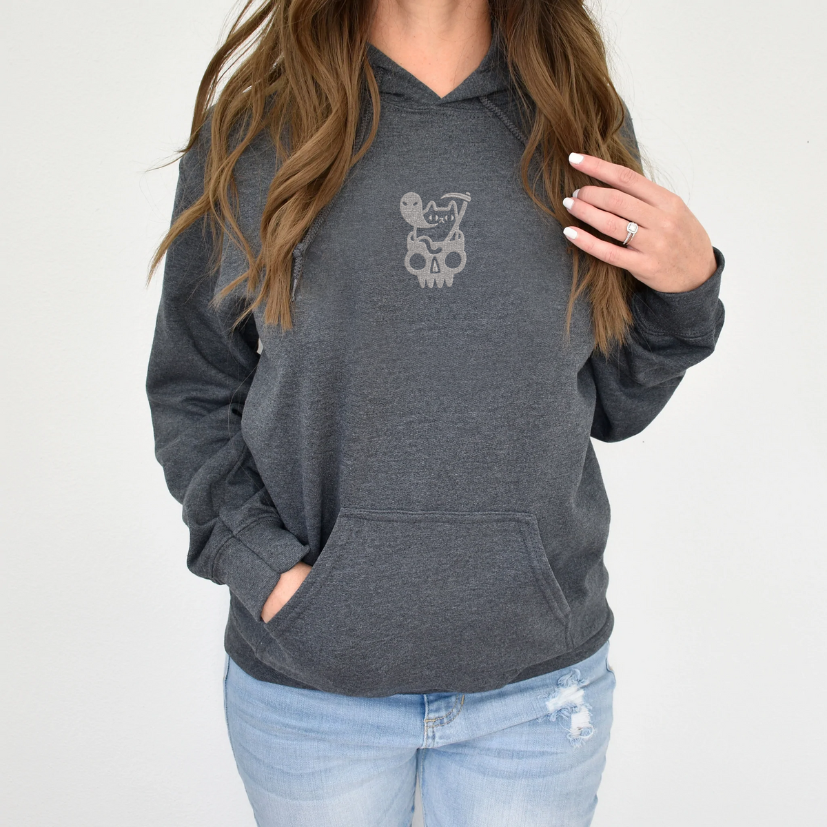 Doom Cat Halloween Sweatshirt, Hoodie Embroidered - Embroly