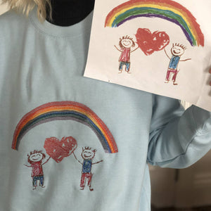 Embroidered gifts for Mom Grandmother, Children's Drawing Art Work Embroidered Sweatshirt, Hoodie