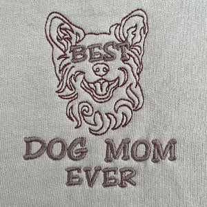 Personalized Best Corgi Dog Mom Ever Embroidered Tote Bag, Custom Tote Bag with Dog Name, Best Gifts For Corgi Lovers