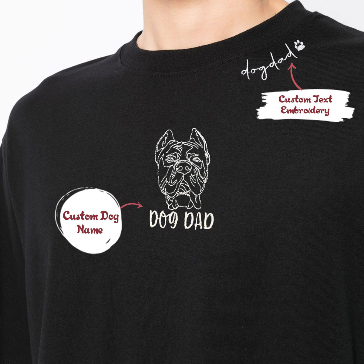 Personalized Cane Corso Dog Dad Embroidered Collar Shirt, Custom Shirt with Dog Name, Cane Corso Gifts Dog Lovers
