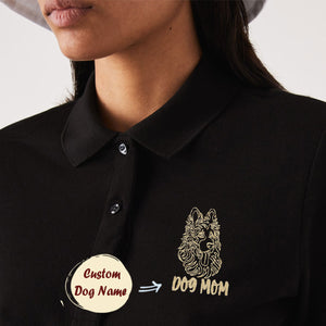Personalized German Shepherd Dog Mom Embroidered Polo Shirt, Custom Polo Shirt with Dog Name, Gifts For German Shepherd Lovers