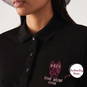 Personalized Best Cane Corso Dog Mom Ever Embroidered Polo Shirt, Custom Polo Shirt with Dog Name, Cane Corso Gifts Dog Lovers