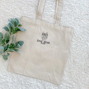 Personalized Best Cane Corso Dog Mom Ever Embroidered Tote Bag, Custom Tote Bag with Dog Name, Cane Corso Gifts Dog Lovers