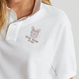 Personalized Best Corgi Dog Mom Ever Embroidered Polo Shirt, Custom Polo Shirt with Dog Name, Best Gifts For Corgi Lovers