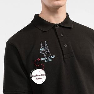 Personalized Best Doberman Dog Dad Ever Embroidered Polo Shirt, Custom Polo Shirt with Dog Name, Best Gifts For Doberman Lovers