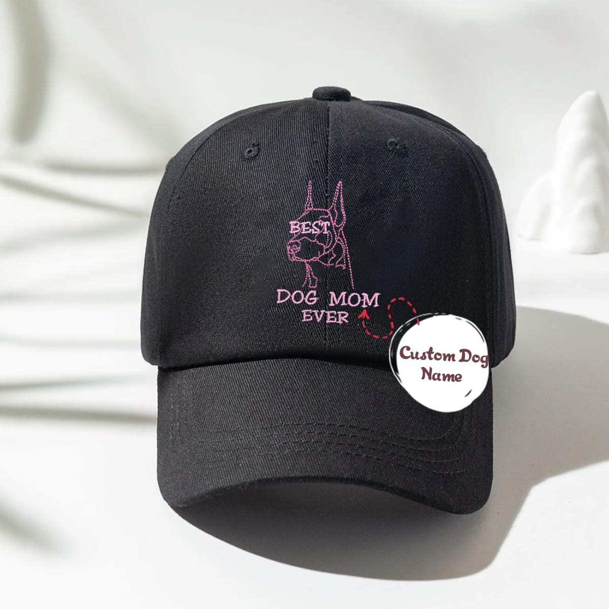 Personalized Best Doberman Dog Mom Ever Embroidered Hat, Custom Hat with Dog Name, Best Gifts For Doberman Lovers