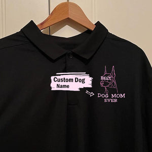 Personalized Best Doberman Dog Mom Ever Embroidered Polo Shirt, Custom Polo Shirt with Dog Name, Best Gifts For Doberman Lovers