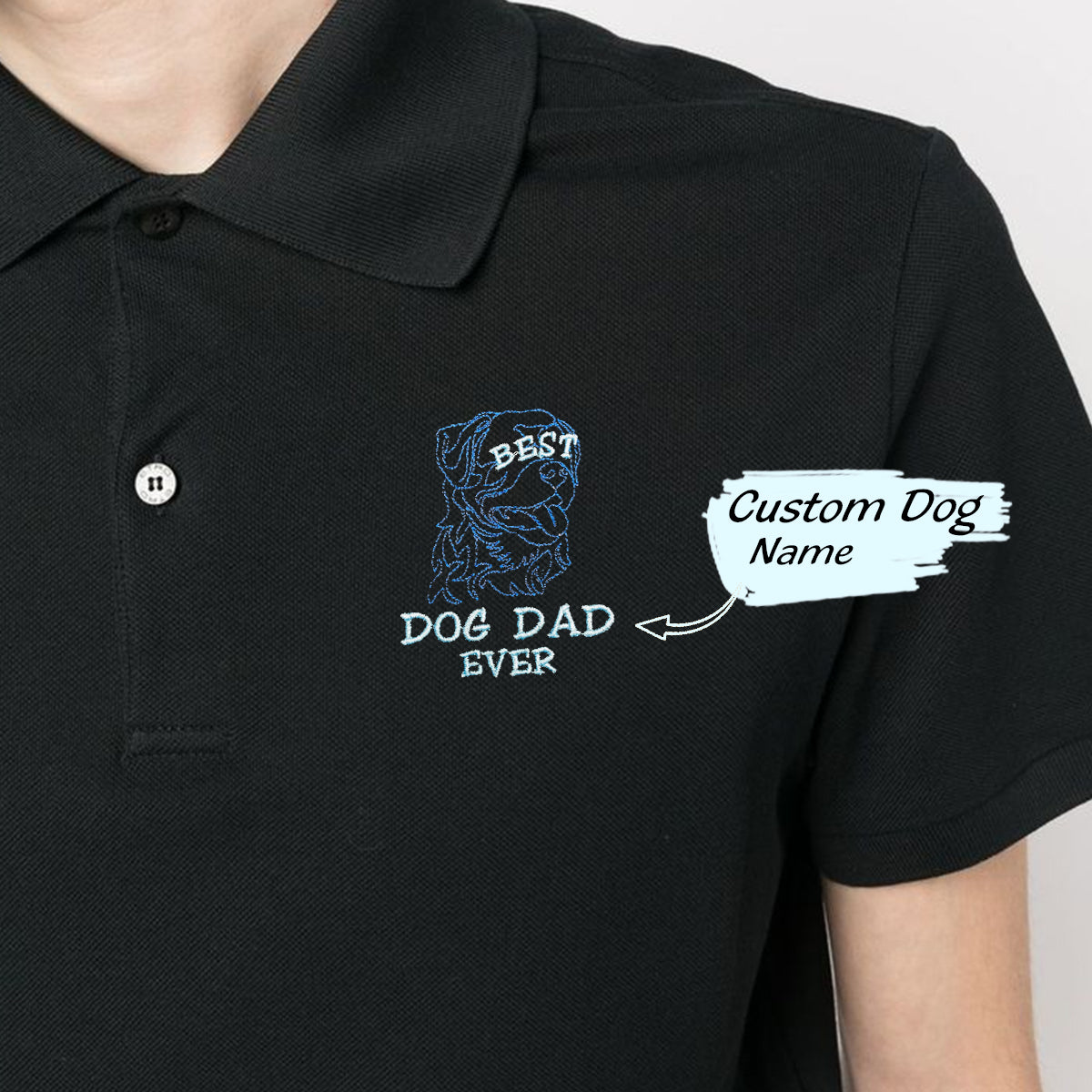 Personalized Best Dog Dad Ever Polo Shirt with Dog Name Embroidered, Gift Idea for Dog Dad