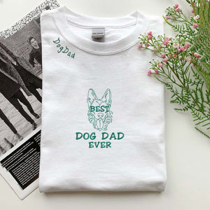 Personalized Best German Shepherd Dog Dad Ever Embroidered Colar Shirt, Custom Shirt with Dog Name, Gifts For German Shepherd Lovers