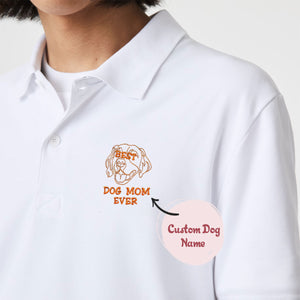 Personalized Best Golden Retriever Dog Mom Ever Embroidered Polo Shirt, Custom Polo Shirt with Dog Name, Best Gifts for Golden Retriever Lovers