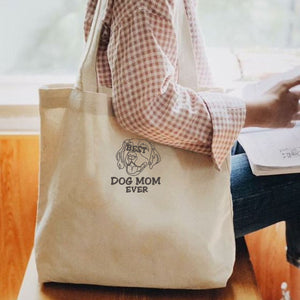 Personalized Best Golden Retriever Dog Mom Ever Embroidered Tote Bag, Custom Tote Bag with Dog Name, Best Gifts for Golden Retriever Lovers