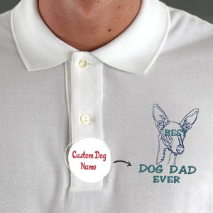 Personalized Best Italian Greyhound Dog Dad Ever Embroidered Polo Shirt, Custom Polo Shirt with Dog Name, Best Gifts For Greyhound Lovers