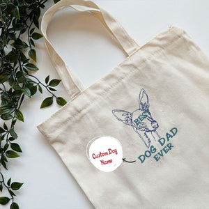 Personalized Best Italian Greyhound Dog Dad Ever Embroidered Tote Bag, Custom Tote Bag with Dog Name, Best Gifts For Greyhound Lovers