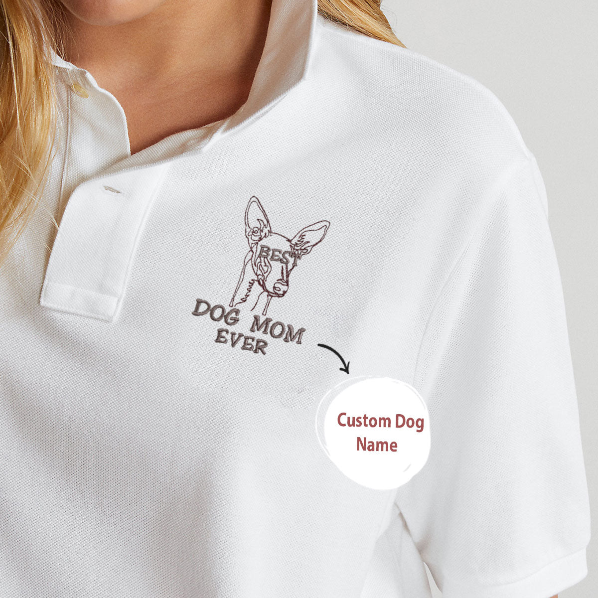Personalized Best Italian Greyhound Dog Mom Ever Embroidered Polo Shirt, Custom Polo Shirt with Dog Name, Best Gifts For Greyhound Lovers