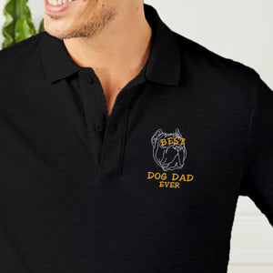 Personalized Best Pitbull Dog Dad Ever Embroidered  Polo Shirt, Custom Polo Shirt with Dog Name, Best Gifts for Pitbull Lovers