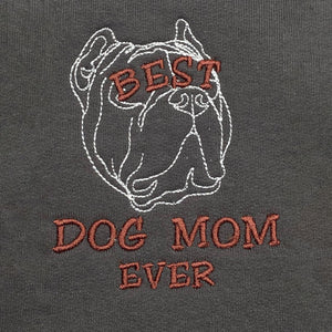 Personalized Best Pitbull Dog Mom Ever Embroidered Tote Bag, Custom Tote Bag with Dog Name, Best Gifts for Pitbull Lovers