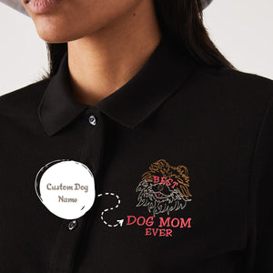 Personalized Best Pomeranian Dog Mom Ever Embroidered Polo Shirt, Custom Polo Shirt with Dog Name, Best Gifts For Pomeranian Lovers