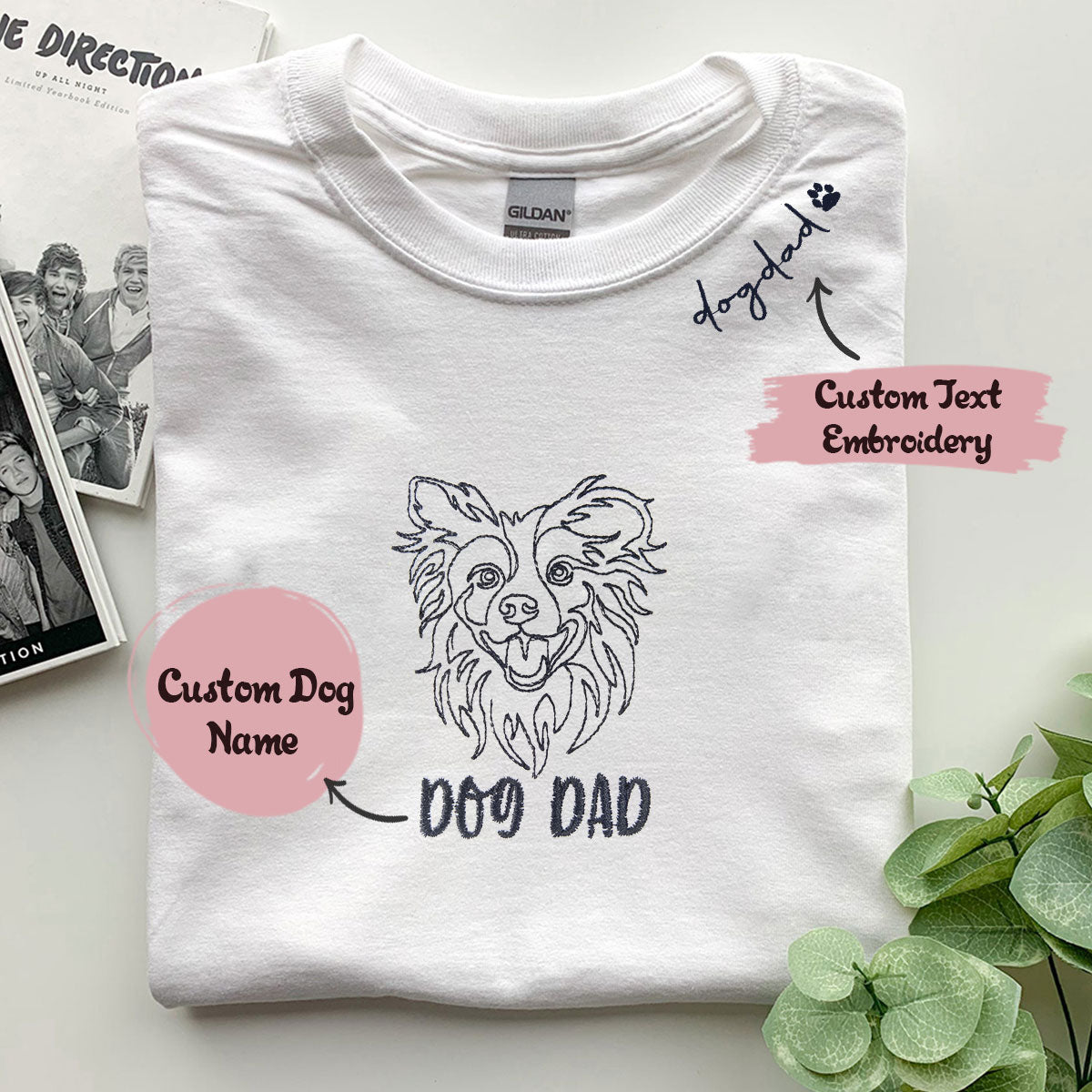 Personalized Border Collie Dog Dad Shirt Embroidered Collar, Custom Shirt with Dog Name, Best Gifts For Boxer Lovers