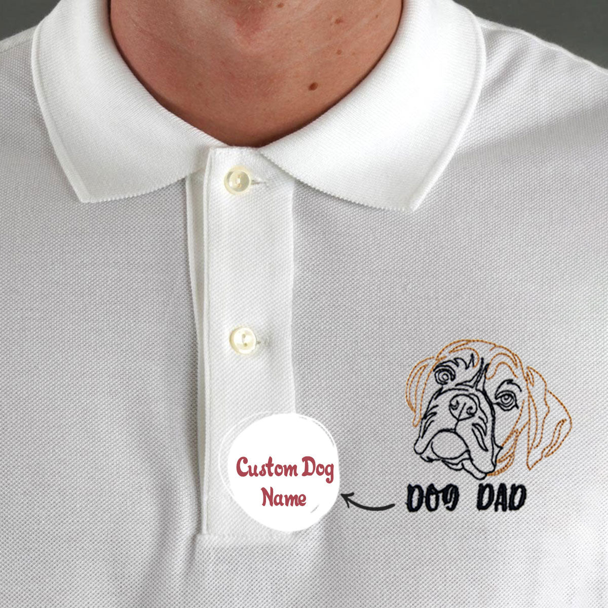 Personalized Boxer Dog Dad Embroidered Polo Shirt, Custom Polo Shirt with Dog Name, Best Gifts For Boxer Lovers