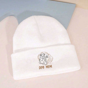 Personalized Boxer Dog Mom Embroidered Beanie, Custom Beanie with Dog Name, Best Gifts For Boxer Lovers