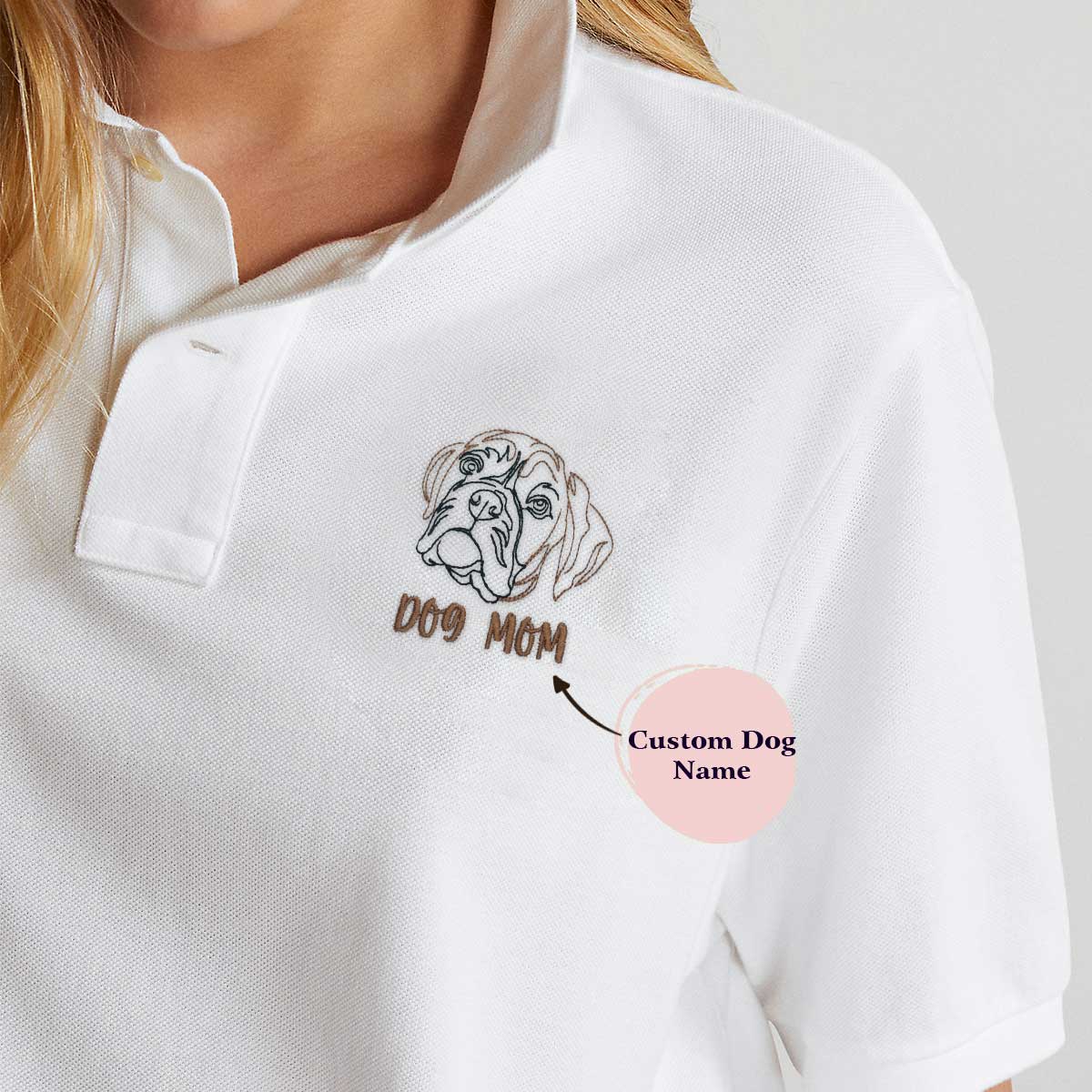 Personalized Boxer Dog Mom Embroidered Polo Shirt, Custom Polo Shirt with Dog Name, Best Gifts For Boxer Lovers
