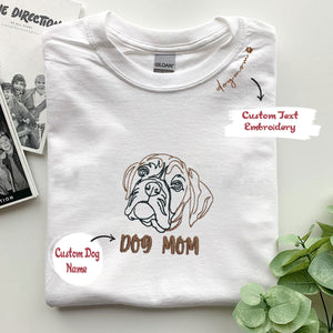Personalized Boxer Dog Mom Shirt Embroidered Collar, Custom Shirt with Dog Name, Best Gifts For Boxer Lovers