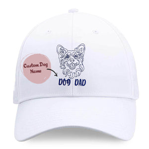 Personalized Corgi Dog Dad Embroidered Hat, Custom Hat with Dog Name, Best Gifts For Corgi Lovers
