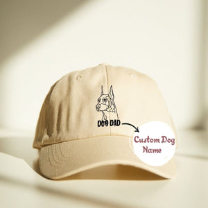 Personalized Doberman Dog Dad Embroidered Hat, Custom Hat with Dog Name, Best Gifts For Doberman Lovers