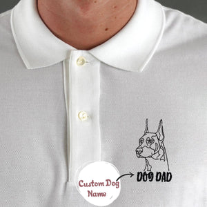 Personalized Doberman Dog Dad Embroidered Polo Shirt, Custom Polo Shirt with Dog Name, Best Gifts For Doberman Lovers