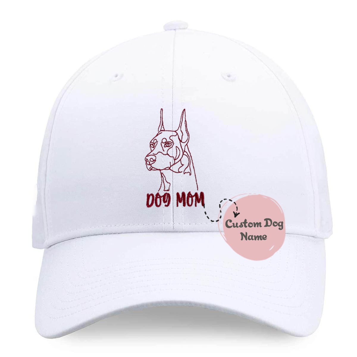 Personalized  Doberman Dog Mom Embroidered Hat, Custom Hat with Dog Name, Best Gifts For Doberman Lovers