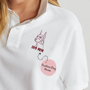Personalized Doberman Dog Mom Embroidered Polo Shirt, Custom Polo Shirt with Dog Name, Best Gifts For Doberman Lovers
