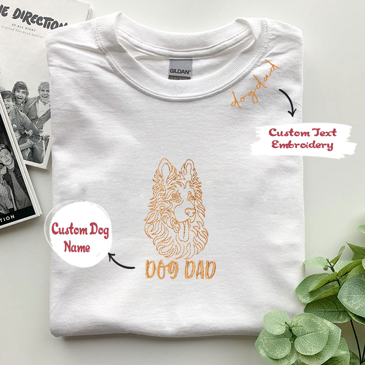 Personalized German Shepherd Dog Dad Embroidered Collar Shirt, Custom Shirt with Dog Name, Gifts For German Shepherd Lovers