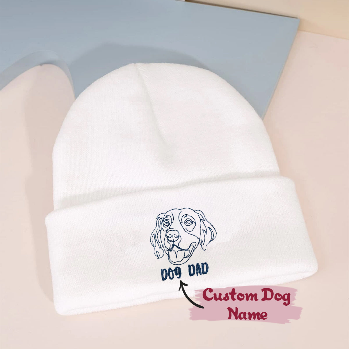 Personalized Golden Retriever Dog Dad Embroidered Beanie, Custom Beanie with Dog Name, Best Gifts for Golden Retriever Lovers
