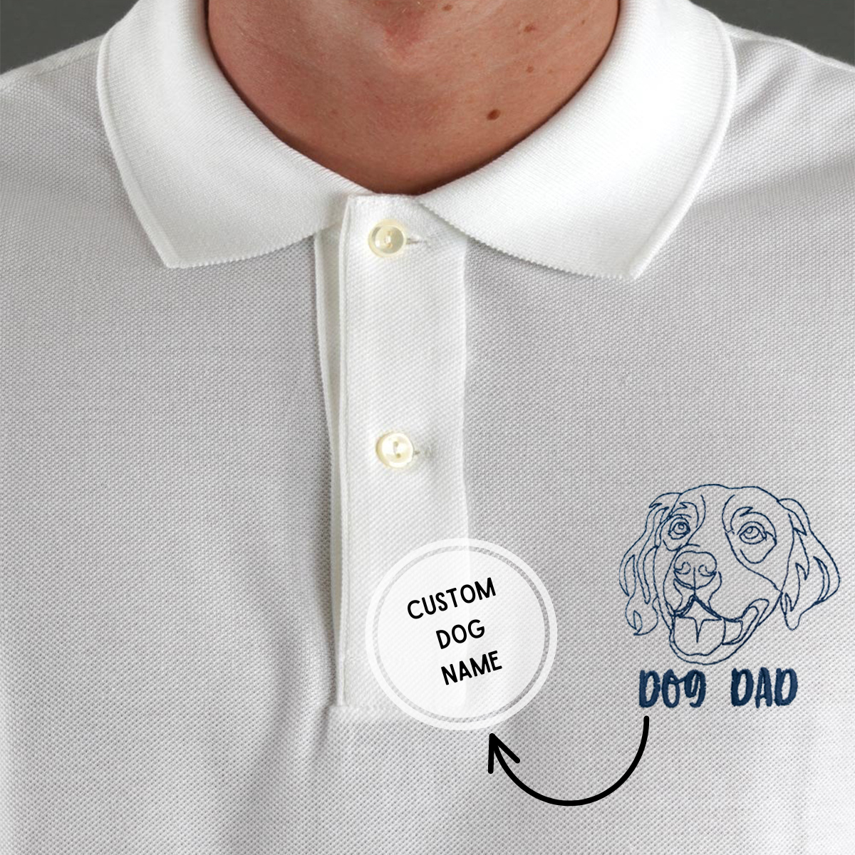 Personalized Golden Retriever Dog Dad Embroidered Polo Shirt, Custom Polo Shirt with Dog Name, Best Gifts for Golden Retriever Lovers