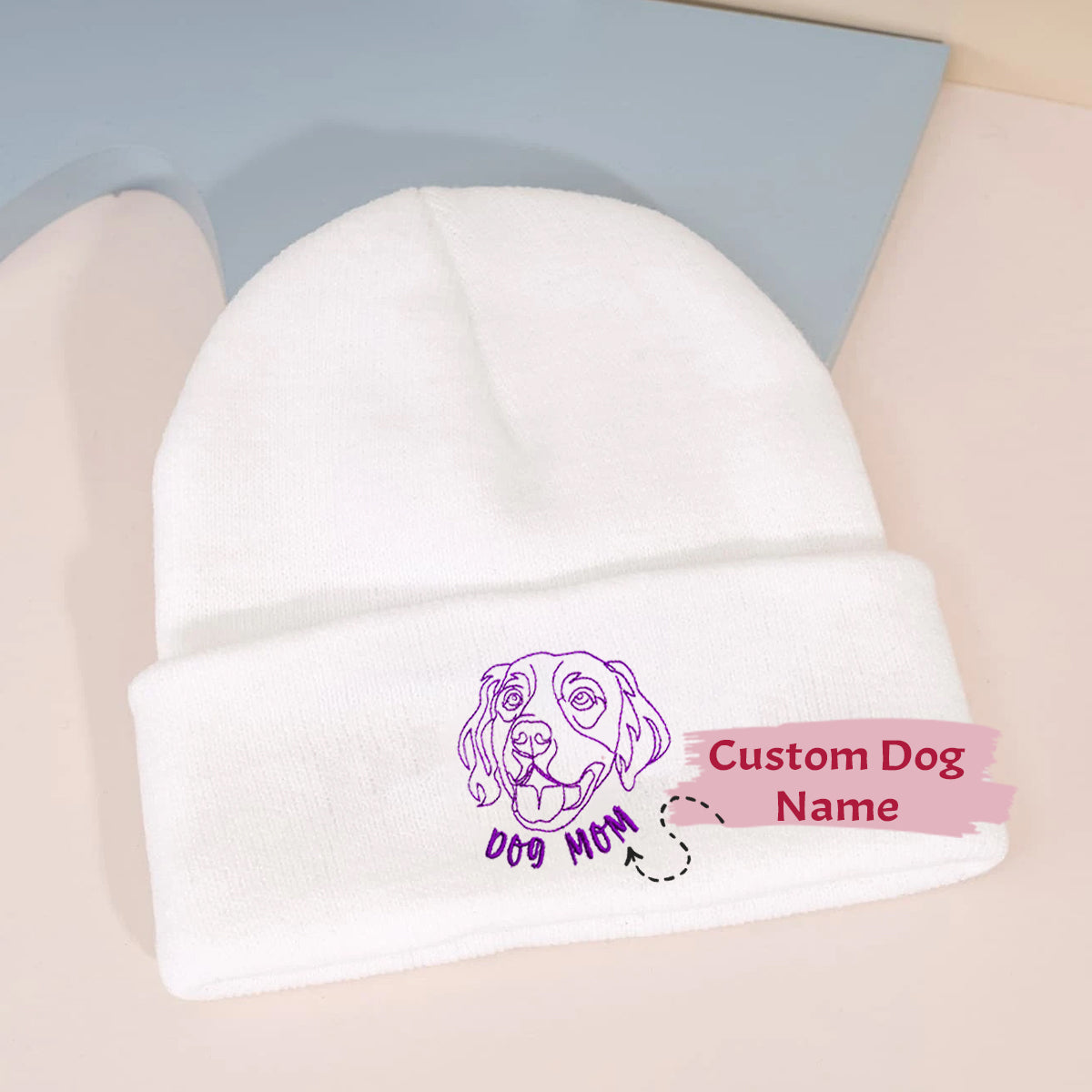 Personalized Golden Retriever Dog Mom Embroidered Beanie, Custom Beanie with Dog Name, Best Gifts for Golden Retriever Lovers