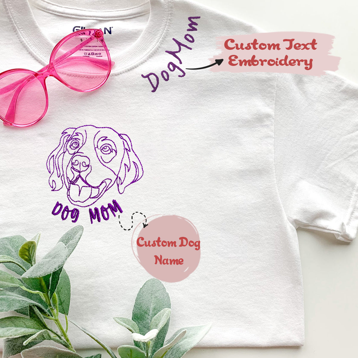 Custom Dog Mom Embroidery Design Shirt, Dog Mother's Day Gifts, Customized Dog  Mom Shirt With Icon - Embroly