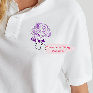 Personalized Golden Retriever Dog Mom Embroidered Polo Shirt, Custom Polo Shirt with Dog Name, Best Gifts for Golden Retriever Lovers