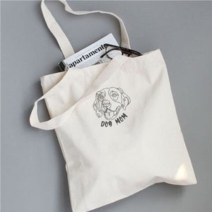 Personalized Golden Retriever Dog Mom Embroidered Tote Bag, Custom Tote Bag with Dog Name, Best Gifts for Golden Retriever Lovers
