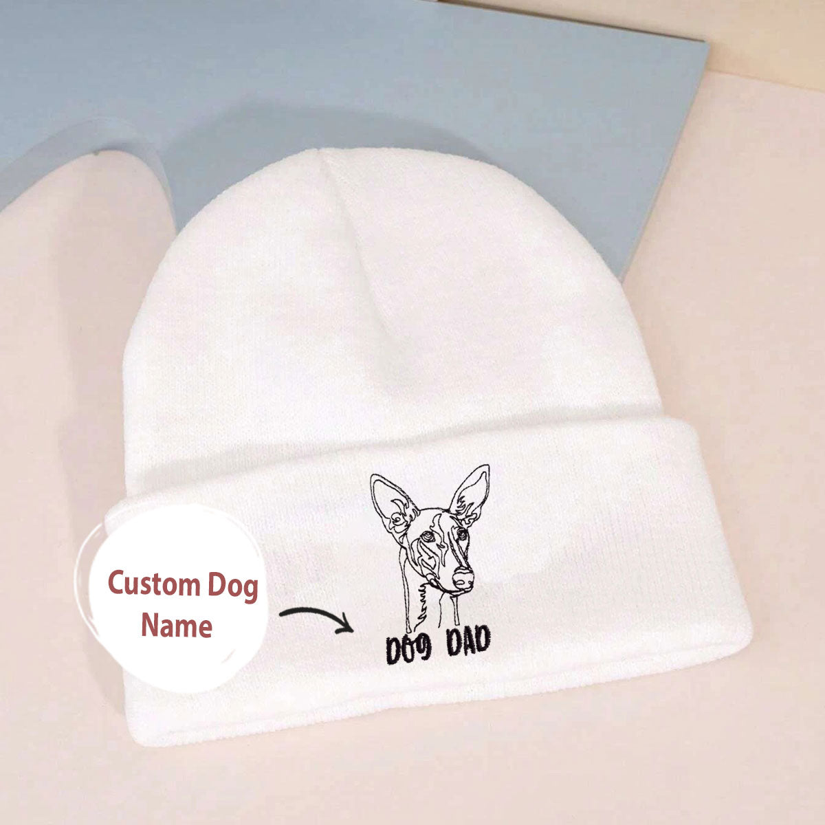 Personalized Italian Greyhound Dog Dad Embroidered Beanie, Custom Beanie with Dog Name, Best Gifts For Greyhound Lovers