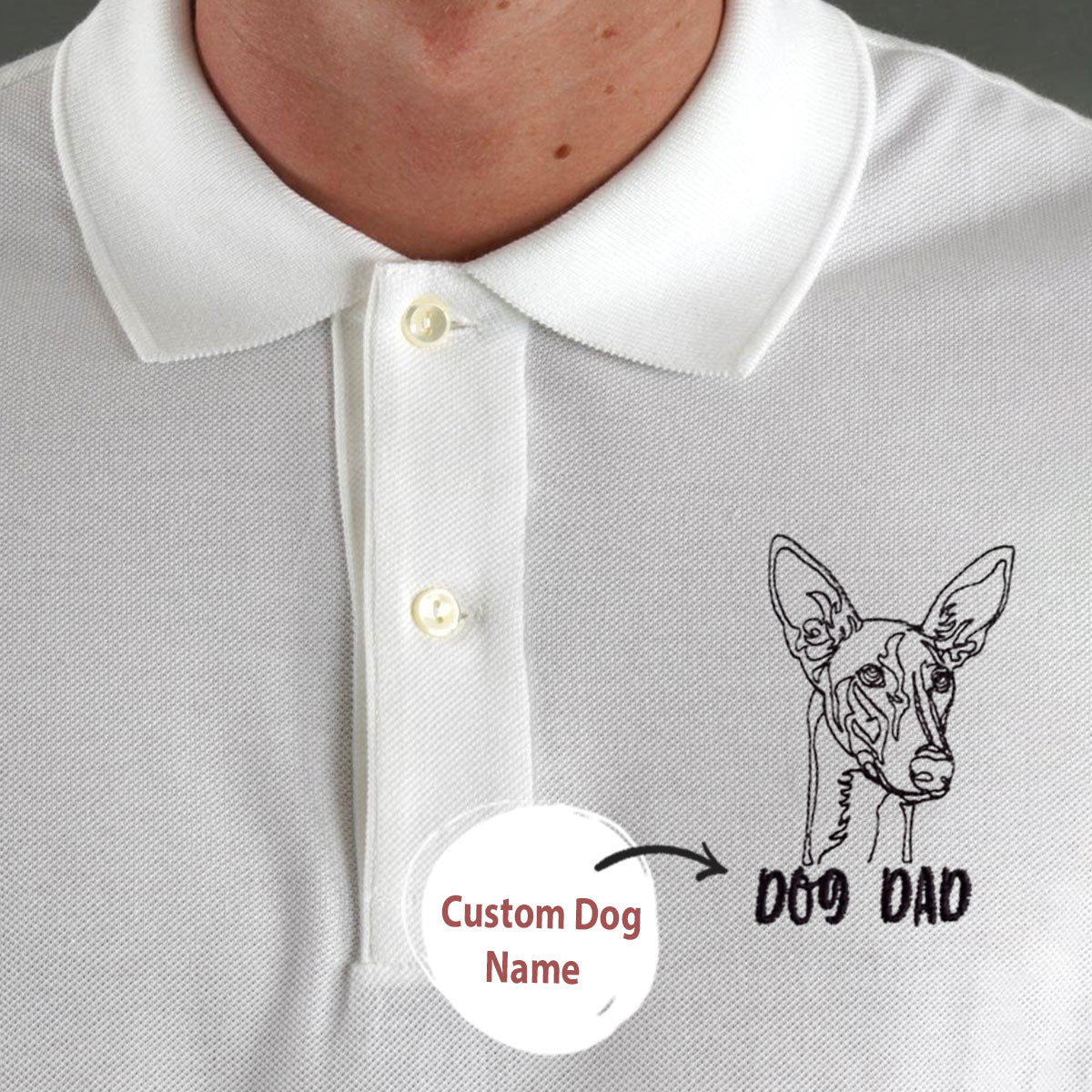 Personalized Italian Greyhound Dog Dad Embroidered Polo Shirt, Custom Polo Shirt with Dog Name, Best Gifts For Greyhound Lovers