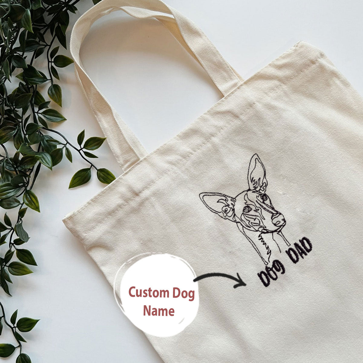 Personalized Italian Greyhound Dog Dad Embroidered Tote Bag, Custom Tote Bag with Dog Name, Best Gifts For Greyhound Lovers