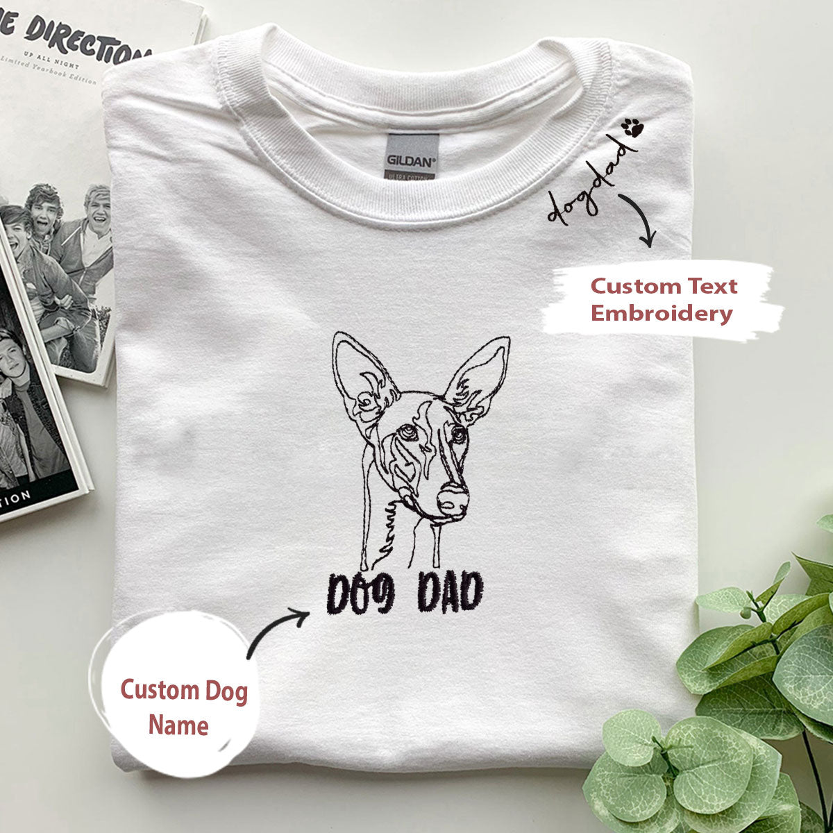 Personalized Italian Greyhound Dog Dad Shirt Embroidered Collar, Custom Shirt with Dog Name, Best Gifts For Greyhound Lovers