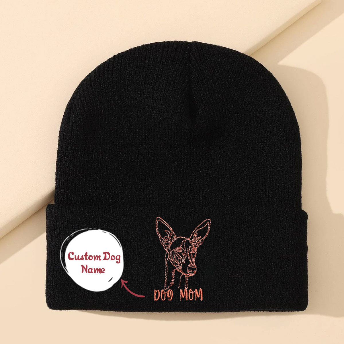 Personalized Italian Greyhound Dog Mom Embroidered Beanie, Custom Beanie with Dog Name, Best Gifts For Greyhound Lovers