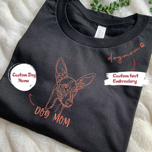 Personalized Italian Greyhound Dog Mom Shirt Embroidered Collar, Custom Shirt with Dog Name, Best Gifts For Greyhound Lovers