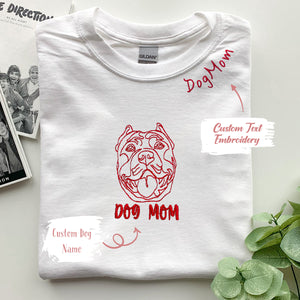 Personalized Pitbull Dog Mom Embroidered Collar Shirt, Custom Shirt with Dog Name, Best Gifts for Pitbull Lovers