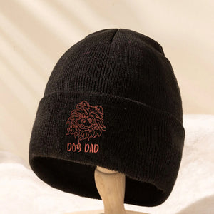 Personalized Pomeranian Dog Dad Embroidered Beanie, Custom Beanie with Dog Name, Best Gifts For Pomeranian Lovers