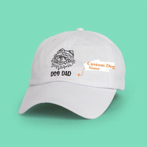 Personalized Pomeranian Dog Dad Embroidered Hat, Custom Hat with Dog Name,  Best Gifts For Pomeranian Lovers