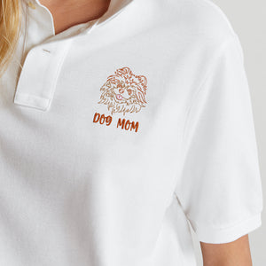 Personalized Pomeranian Dog Mom Embroidered Polo Shirt, Custom Polo Shirt with Dog Name, Best Gifts For Pomeranian Lovers