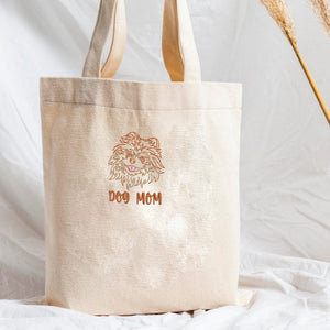 Personalized Pomeranian Dog Mom Embroidered Tote Bag, Custom Tote Bag with Dog Name, Best Gifts For Pomeranian Lovers