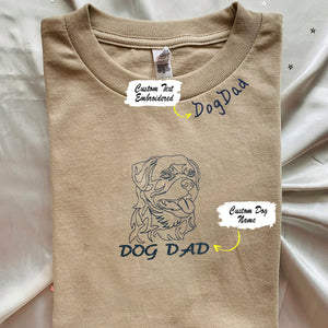 Personalized Rottweiler Dog Dad Shirt with Dog Name & Embroidered Collar, Unique Gifts For Rottweiler Lovers